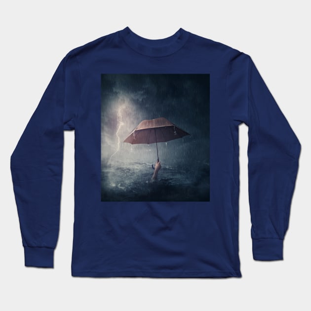 the drowning man is not troubled by rain Long Sleeve T-Shirt by psychoshadow